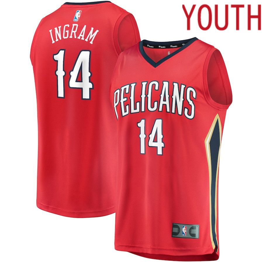 Youth New Orleans Pelicans #14 Brandon Ingram Fanatics Branded Red Statement Edition 2021-22 Fast Break Player NBA Jersey->youth nba jersey->Youth Jersey